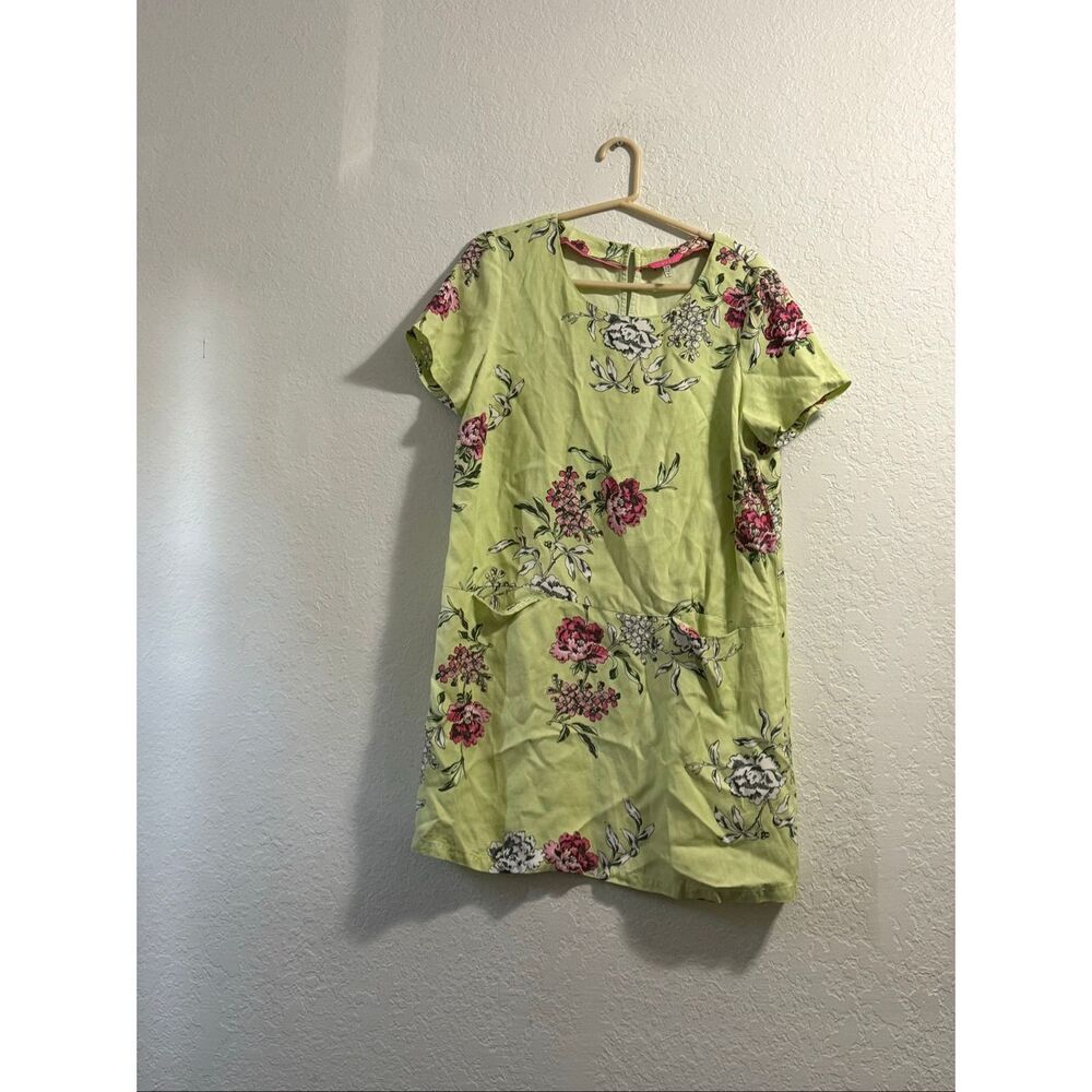 Joules Lime Floral Linen Blend Printed Tunic Lanthe Dress 12 pockets